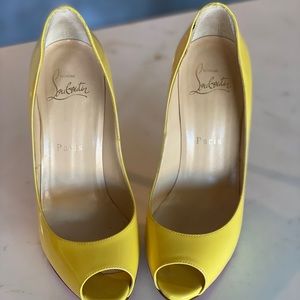 Christian Louboutin Yellow Patent Leather Pumps